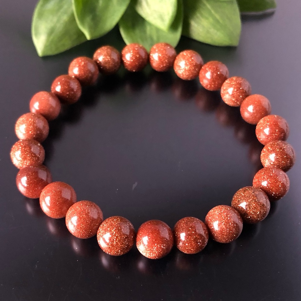 Gold Sandstone 8mm Natural Stone Beads Stretchable Bracelet